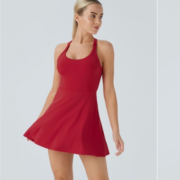 Red Sleeveless Dress with Built-in Bra - Picture 3 of 6